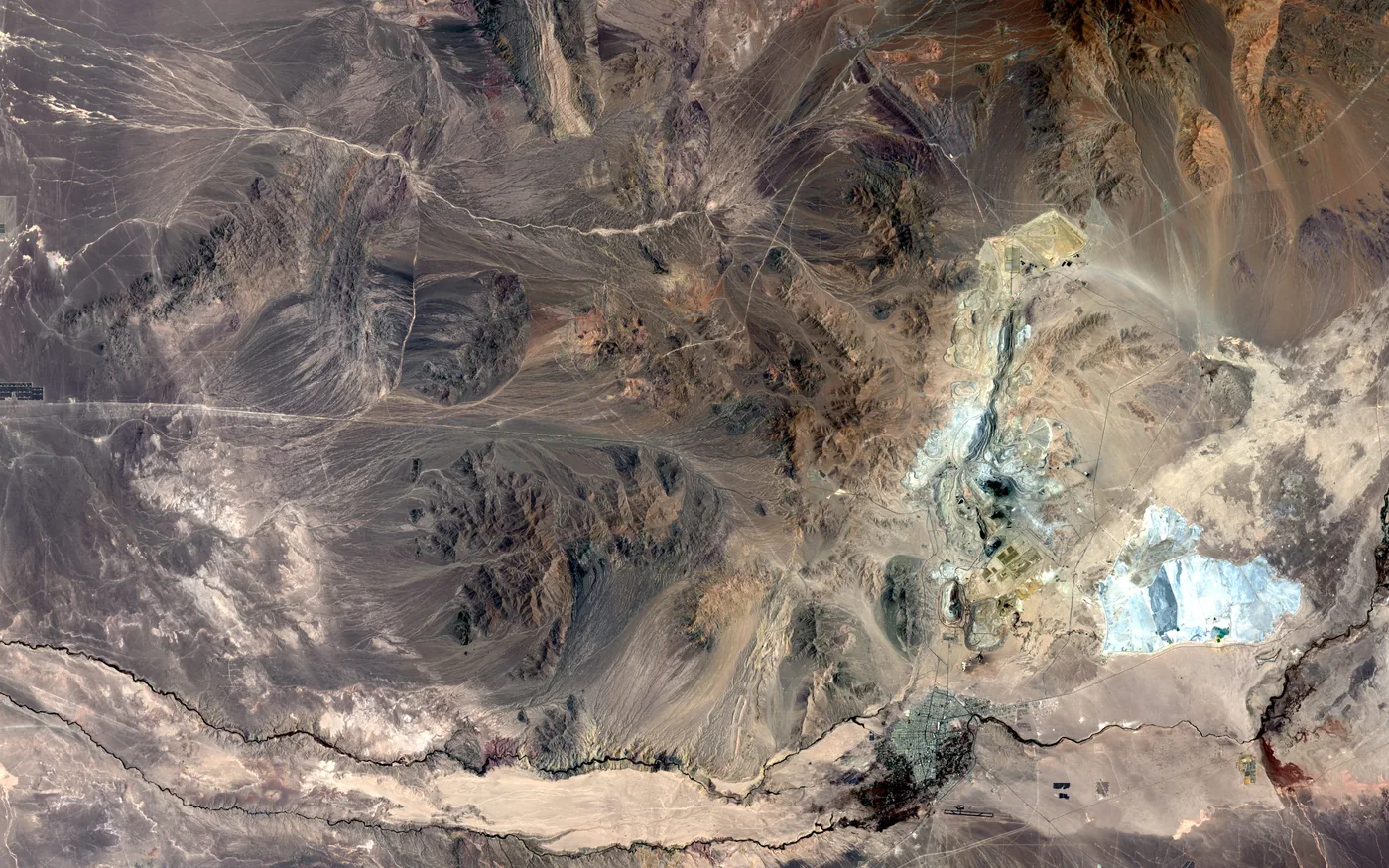Satellite view of the Chuquicamata mining district in northern Chile