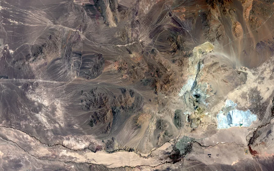 Satellite view of the Chuquicamata mining district in northern Chile